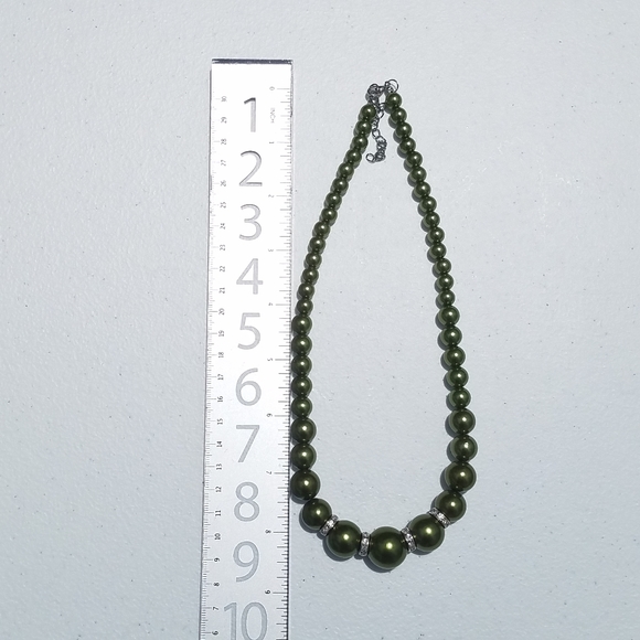 Metallic Green Faux Pearls - Picture 3 of 3